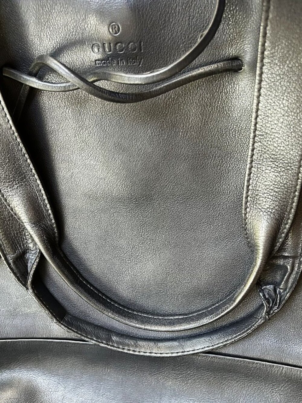 GUCCI Calfskin Leather Tote Bag, Shoulder Bag, Black - Picture 3 of 12